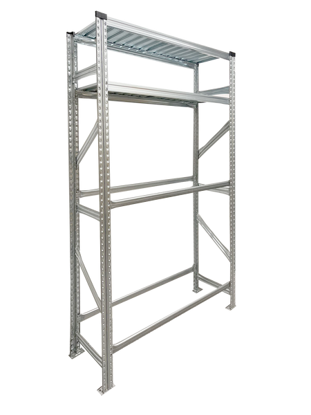 PROREGAL Reifenregal Proximo 200x120x40cm bis zu 12 Reifen auf 2 Ebenen + 2 Ablagen Verzinkt