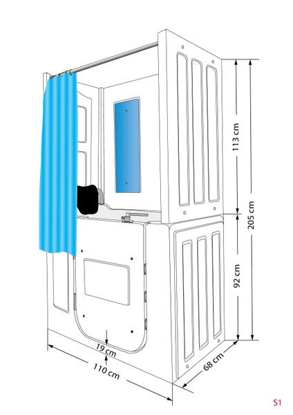 Seniorendusche Wanne Whirlpool S08D-WP-TH-B-L 110x68x205cm