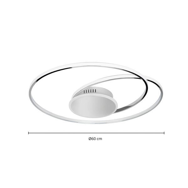 Lindby LED Deckenleuchte Dorle dimmbar (Modern) in Chrom aus Metall (2 flammig, ) - Lampe Deckenlampe Wohnzimmerleuchte