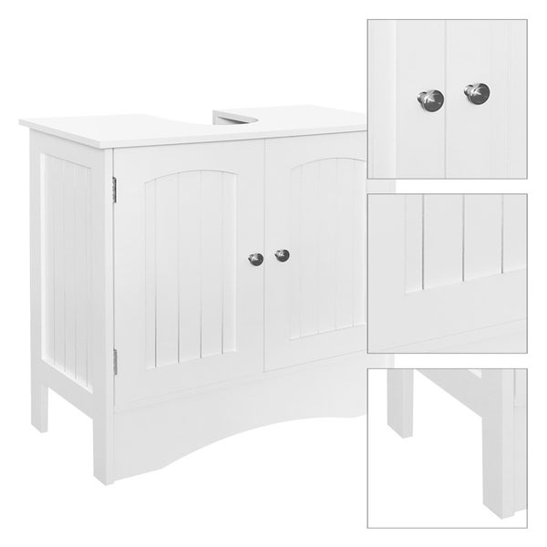 ML-Design Waschbeckenunterschrank Weiß 60x30x60cm, Badezimmer Unterschrank 2 Türen, Ablage, viel Stauraum, freistehend, Landhausstil, Waschtischunterschrank aus MDF-Holz, Badezimmerschrank Badschrank