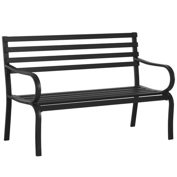 Outsunny Gartenbank, Sitzbank, 127 x 58 x 82 cm, Metall, Schwarz