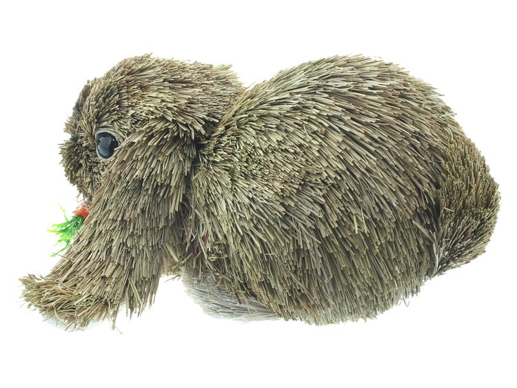 FRANK FLECHTWAREN|Figur Mümmelhäschen, 18 x 17 x 9 cm, STYROPOR, STROH, KUNSTSTOFF