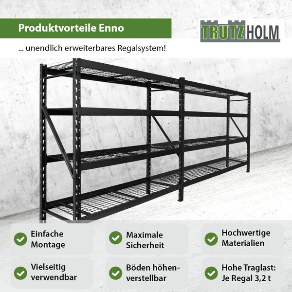 Schwarzes Metallregalsystem von Trutzholm mit mehreren Ebenen zur Lagerung