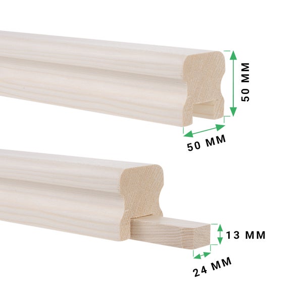 HANDYSTAIRS Treppengeländer – Kiefernholzgriff inklusive Fülllatte – 5 x 5 x 200 cm