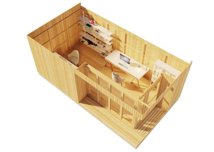 Alpholz Home-Office Nr,21 Gartenhaus aus Holz, Holzhaus mit 19 mm Wandstärke Blockbohlenhaus, Naturbelassen 6x3,6m