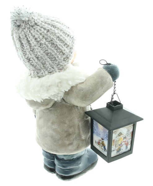 Dekorative Jungenfigur mit Mütze und Laterne für Weihnachten