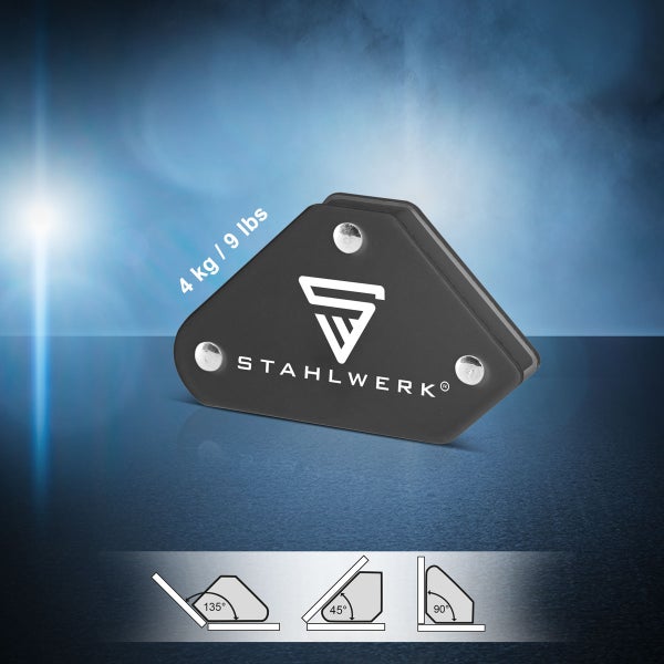 STAHLWERK 3 x Schweißwinkel 4er Set Magnet 4 kg 9 lbs Schweißmagnet Magnetwinkel