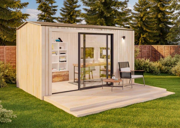 Alpholz Gartenhaus Reyna Gartenhaus aus Holz, Holzhaus mit 63 mm Wandstärke Blockbohlenhaus, Naturbelassen