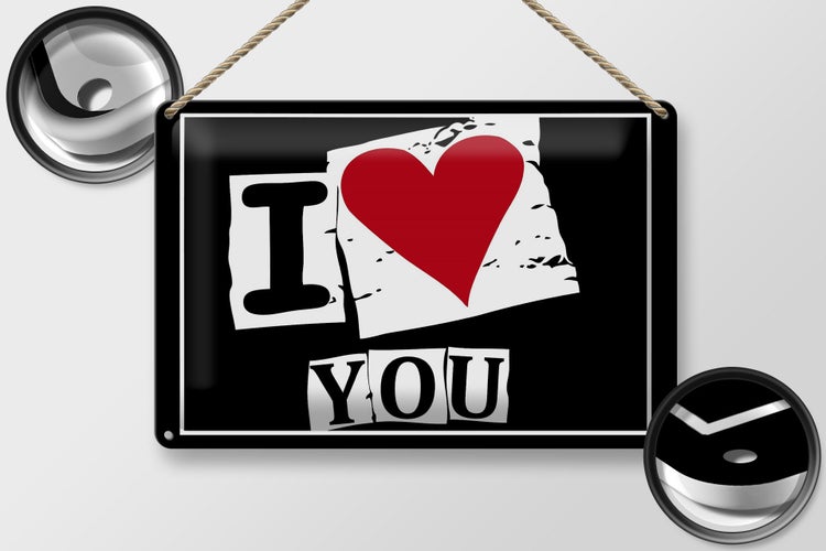 Blechschild Spruch 30x20cm I Love You (Herz)