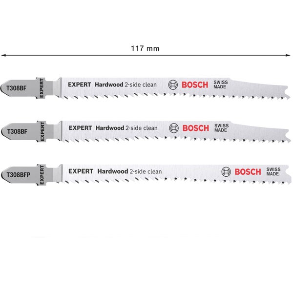 Bosch Expert Hardwood 2-side clean Stichsägeblatt-Set 3tlg. T308BF/BFP - 2608900549