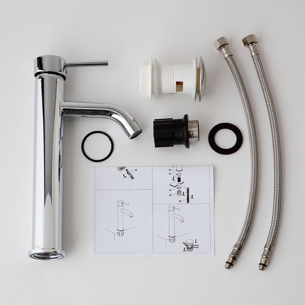 Waschtischarmatur mit Installationsmaterial und Montageanleitung