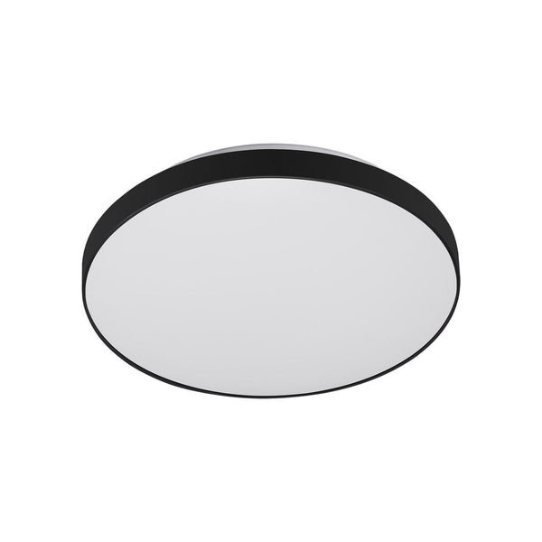 Runde LED-Deckenleuchte mit schwarzem Rahmen und weißer Abdeckung.