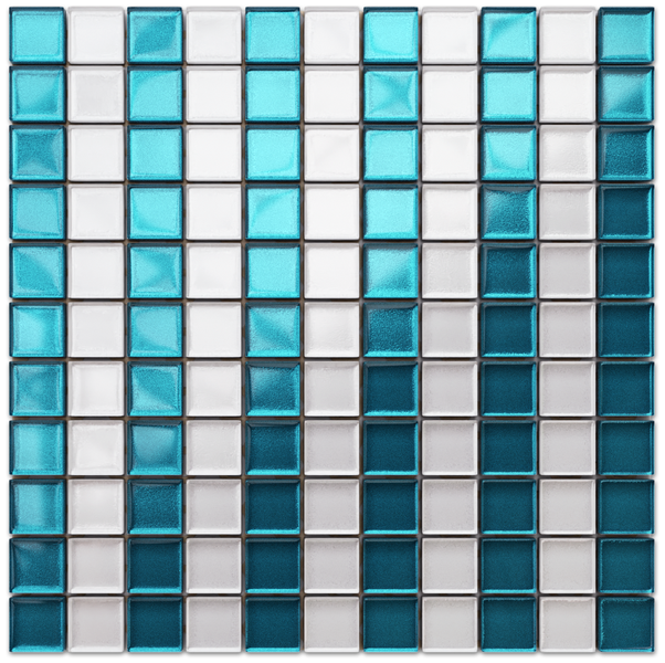 Glasmosaik auf Netz für Bad und Küche 30cm x 30cm  - Blue stripes