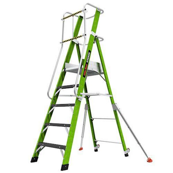 Little Giant Stadium Podestleiter aus Fiberglas mit Sicherheitskäfig und Stabilisatoren