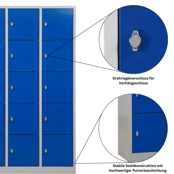 PROREGAL Schließfachschrank Falcon Large HxBxT 190 x 119 x 45 cm Vorhängeschloss Grau-Blau