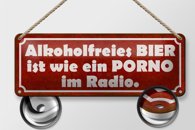 Blechschild Spruch 27x10cmfreies Bier wie Porno im Dekoration