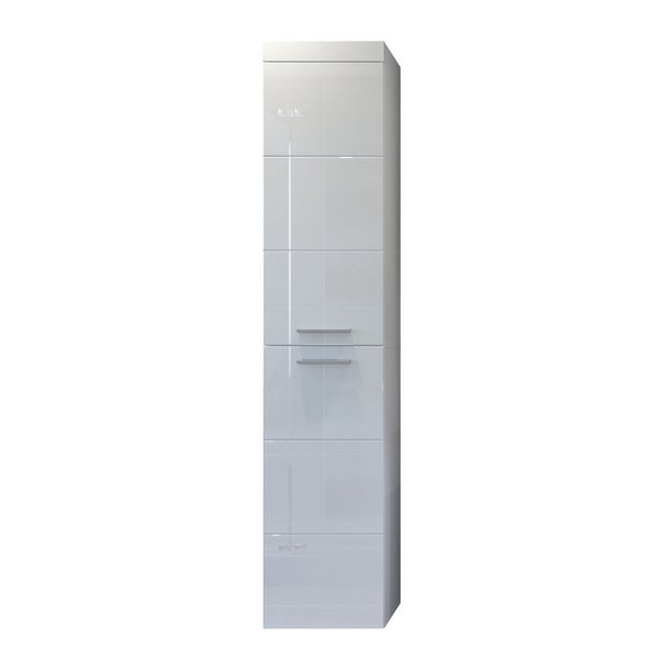 Devon Bad Hochschrank 2 Türen weiß, weiß Hochglanz. 35 X 33 X 170 cm
