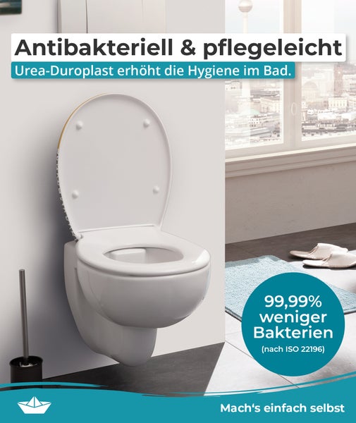 Wandhänge WC aus Urea Duroplast mit antibakterieller Oberfläche für mehr Hygiene im Badezimmer