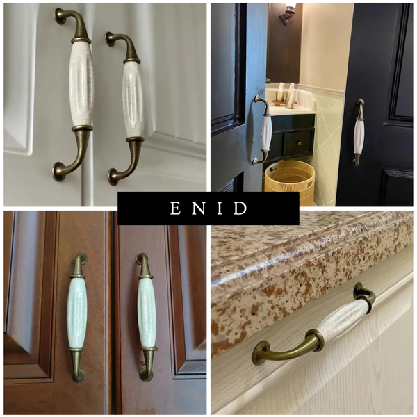 Keramik-Möbelgriff mit Messing-Finish für Schranktüren und Schubladen