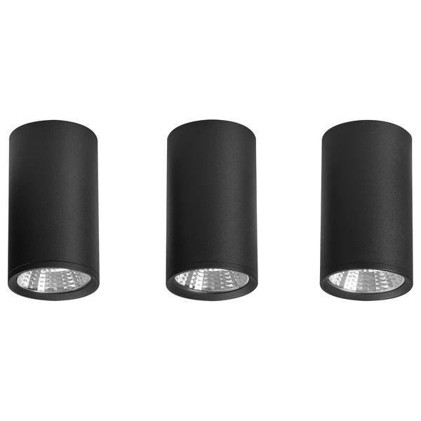 Drei schwarze LED-Deckenleuchten