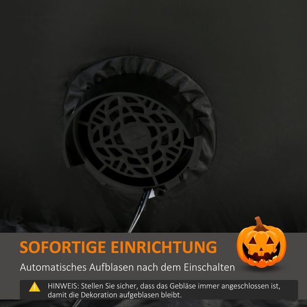 HOMCOM Aufblasbar Kürbis mit LED, 100 x 96 x 270 cm, Polyester, Grün+schwarz