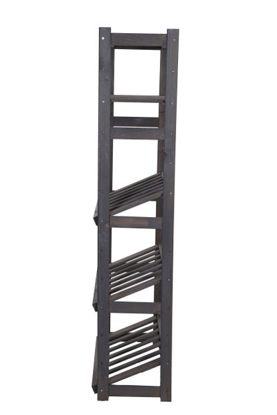PROREGAL Getränkekistenregal SPREEWALD HxBxT 163x70x33cm 3 Ebenen für Kisten + 2 Ablagen Massives Kiefernholz Grau geölt