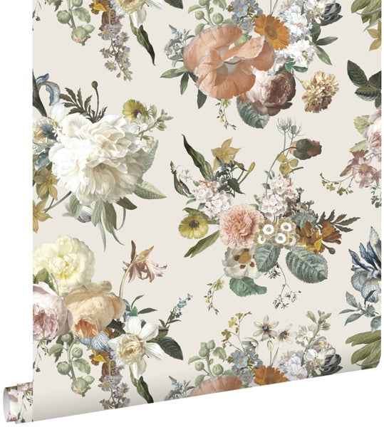 ESTAhome Tapete Blumenmuster Beige - 53 cm x 10.05 m - 139544