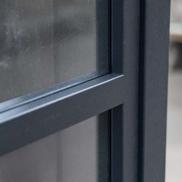 Loftschiebetür Doppelflügelig 1800x2150mm Grauglas getönt Stahl in schwarz, Komplettset