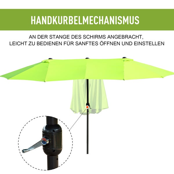 Outsunny Sonnenschirm, L460 x B270 x H240 cm, Stahl, Polyester, ABS, grün