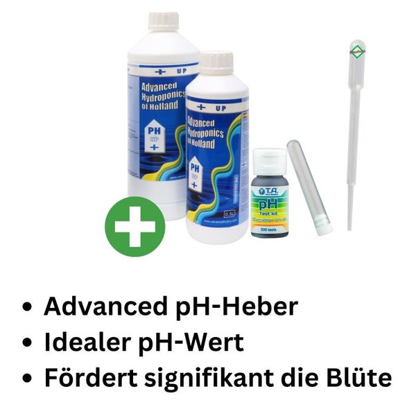 Advanced Hydroponics pH Plus 500 ml mit pH Tester – Effektiver pH-Hebevoller für optimales Wachstum & Blüte, vielseitig einsetzbar (Teich, Pool, Garten)