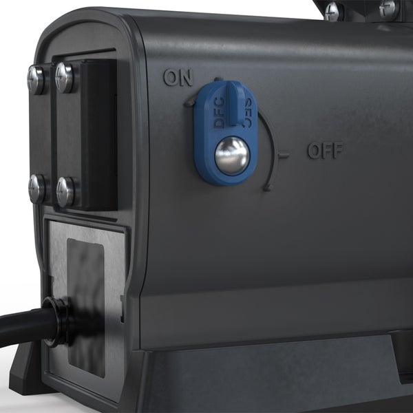 Schalter einer Teichpumpe mit SFC und DFC Einstellungsfunktion sowie Ein- und Ausschalter.