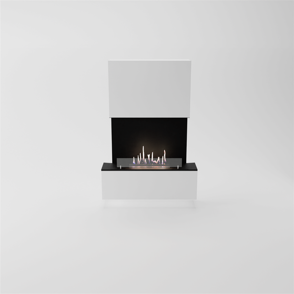 GLOW FIRE Ethanol Kamin 'Levanger' | Ethanolofen in Weiss mit 3 Std. Brenndauer und 2 KW Heizleistung | BxHxT: 104x150x25,8 cm