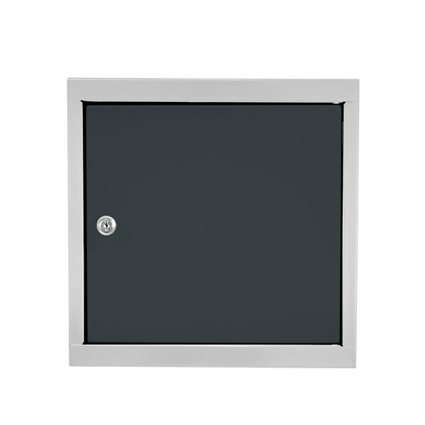 PROREGAL Schließfachwürfel Blocky mit Zylinderschloss + 2 Schlüssel | HxBxT 40x40x40cm | Lichtgrau/Anthrazitgrau | Tresor, Schließfach