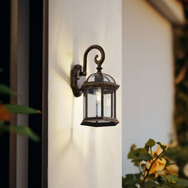 Lindby Wandleuchte außen (Laterne) Adelisa (spritzwassergeschützt (Landhaus, Vintage Rustikal) in Bronze aus Aluminium (1 flammig E27) - Außenwandleuchten Wandlampe Led Außenlampe Outdoor
