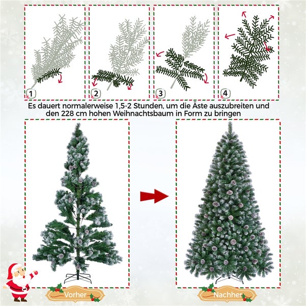 Yaheetech 228 cm künstlicher Weihnachtsbaum mit Schnee , Grün