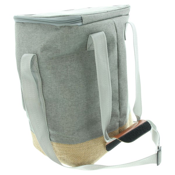 FRANK FLECHTWAREN | Kühltasche Grey, POLYESTER, LEINEN, ALUMINIUM, 24 x 18 x 34 cm