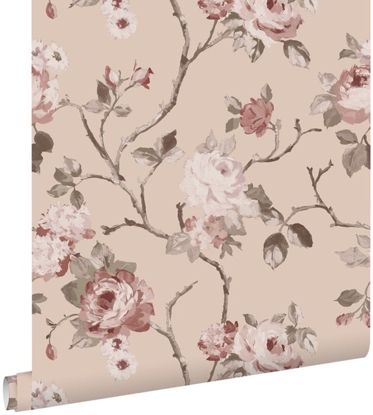 ESTAhome Tapete Blumenmuster Rosa - 53 cm x 10.05 m - 139476