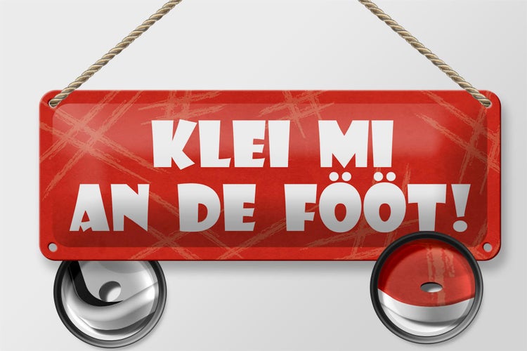 Blechschild Spruch 27x10cm Klei mi an de Fööt Dekoration
