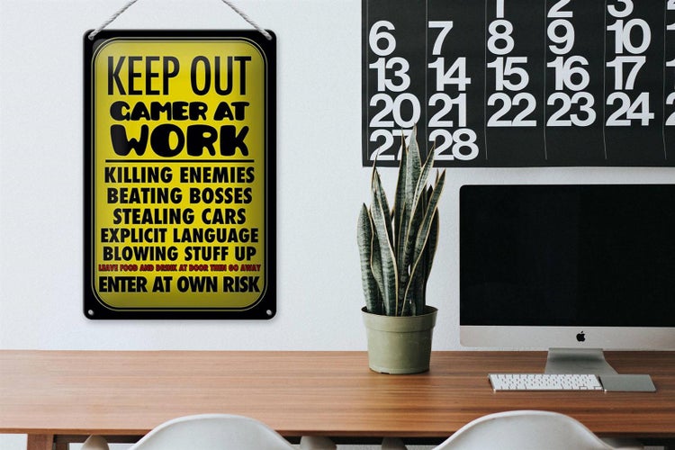 Blechschild Spruch 20x30cm Keep out gamer at work enter