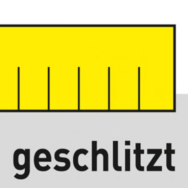 Symbol für geschlitzte Ausführung eines Produkts
