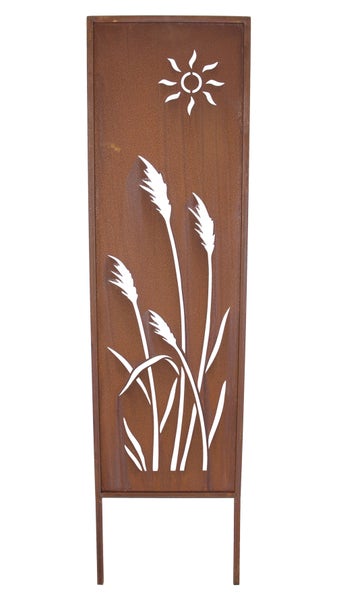 FRANK FLECHTWAREN | Gartenschild Schilf, METALL, 31 x 1 x 117 cm