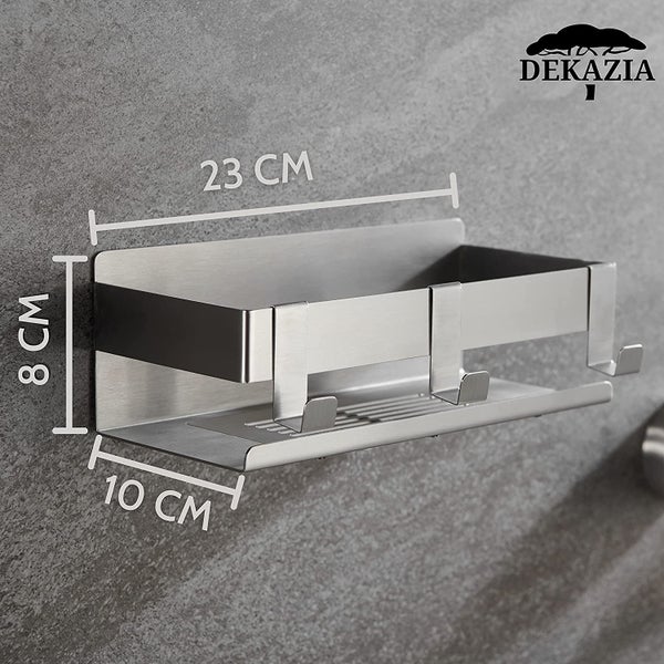 DEKAZIA® Duschablage ohne Bohren Edelstahl | Duschregal ohne Bohren Duschkorb ohne Bohren Badregal ohne Bohren Duschablage Shampoo Halterung für Dusche Aufbewahrung Badezimmer Regal ohne Bohren