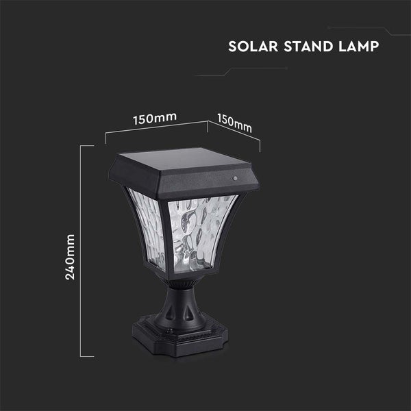 V-TAC VT-983-S - Solar-Standleuchte - 2W - 110 Lumen - 3IN1 - Mattschwarz - IP65