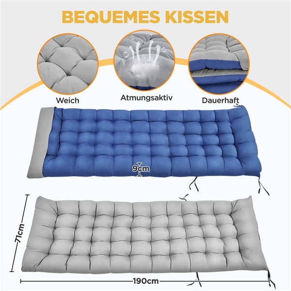 Bequemes Kissen mit den Maßen 190 mal 71 mal 9 Zentimeter