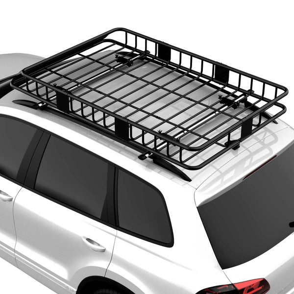 HOMCOM Dachkorb Auto einstellbare Länge Dachträger Dach Universal Gepäckträger Gepäckkorb Gepäckträger Regal Metall Schwarz 162 x 99 x 16 cm