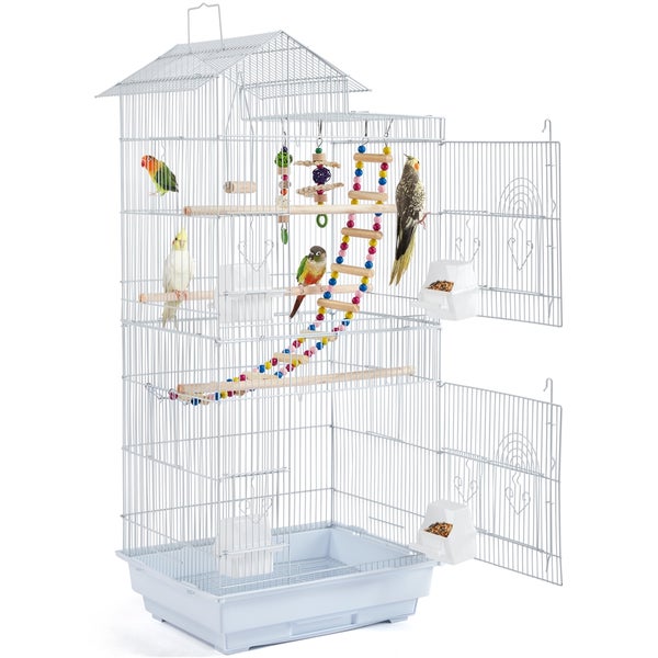 Yaheetech Vogelkäfig mit Vogeltreppe , Weiß