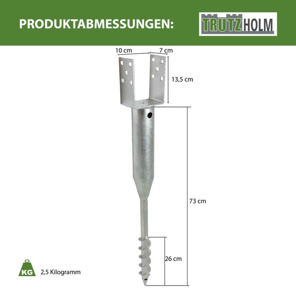 TrutzHolm Einschlaghülse mit Produktabmessungen