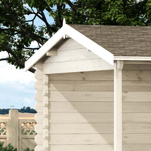 Alpholz Gartenhaus Max-44 ISO Gartenhaus aus Holz, Holzhaus mit 44 mm Wandstärke inklusive Terrasse, Blockbohlenhaus mit Montagematerial, Naturbelassen 6x3,1m