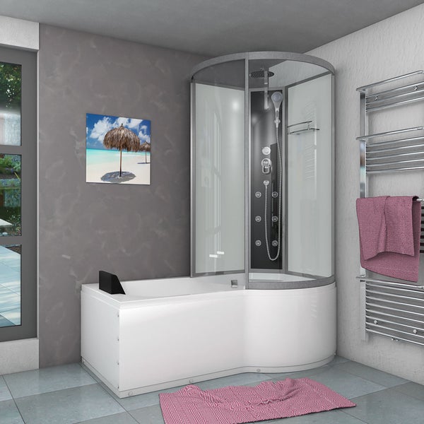 Wanne Dusche Kombination Weiß K50-L00-EC 170x100
