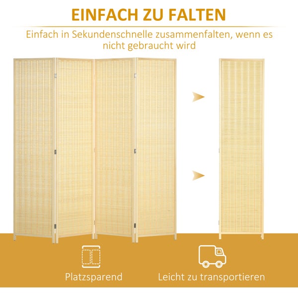 Faltbarer Raumteiler aus Holz mit Flechtmuster